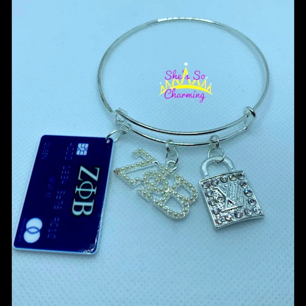 Zeta Phi Beta silver charm bracelets